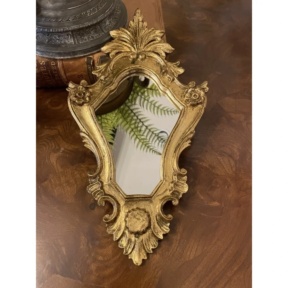 Vtg Italian Florentine Wall Mirror Gilt Baroque Ornate 13.5